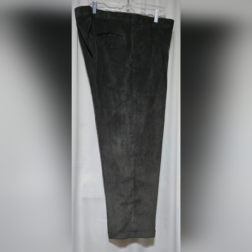 MENS GEORGE PLEATED GRAY CORDUROY PANTS SIZE 36X29 CUFFED